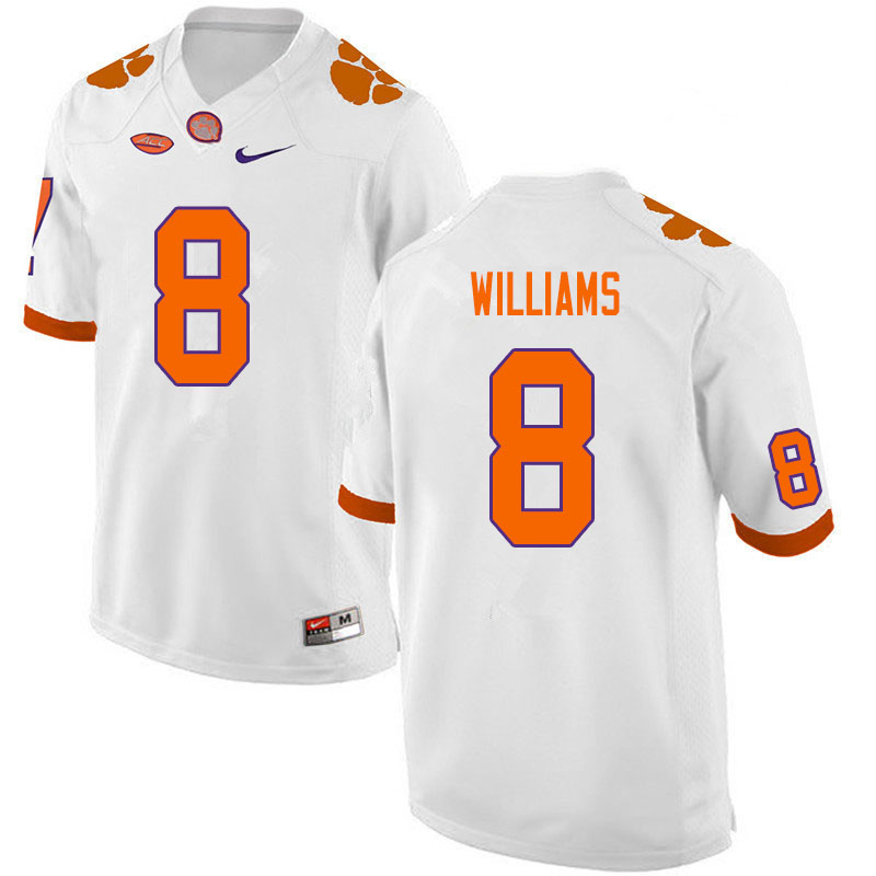 Men #8 Tre Williams Clemson Tigers College Football Jerseys Sale-White